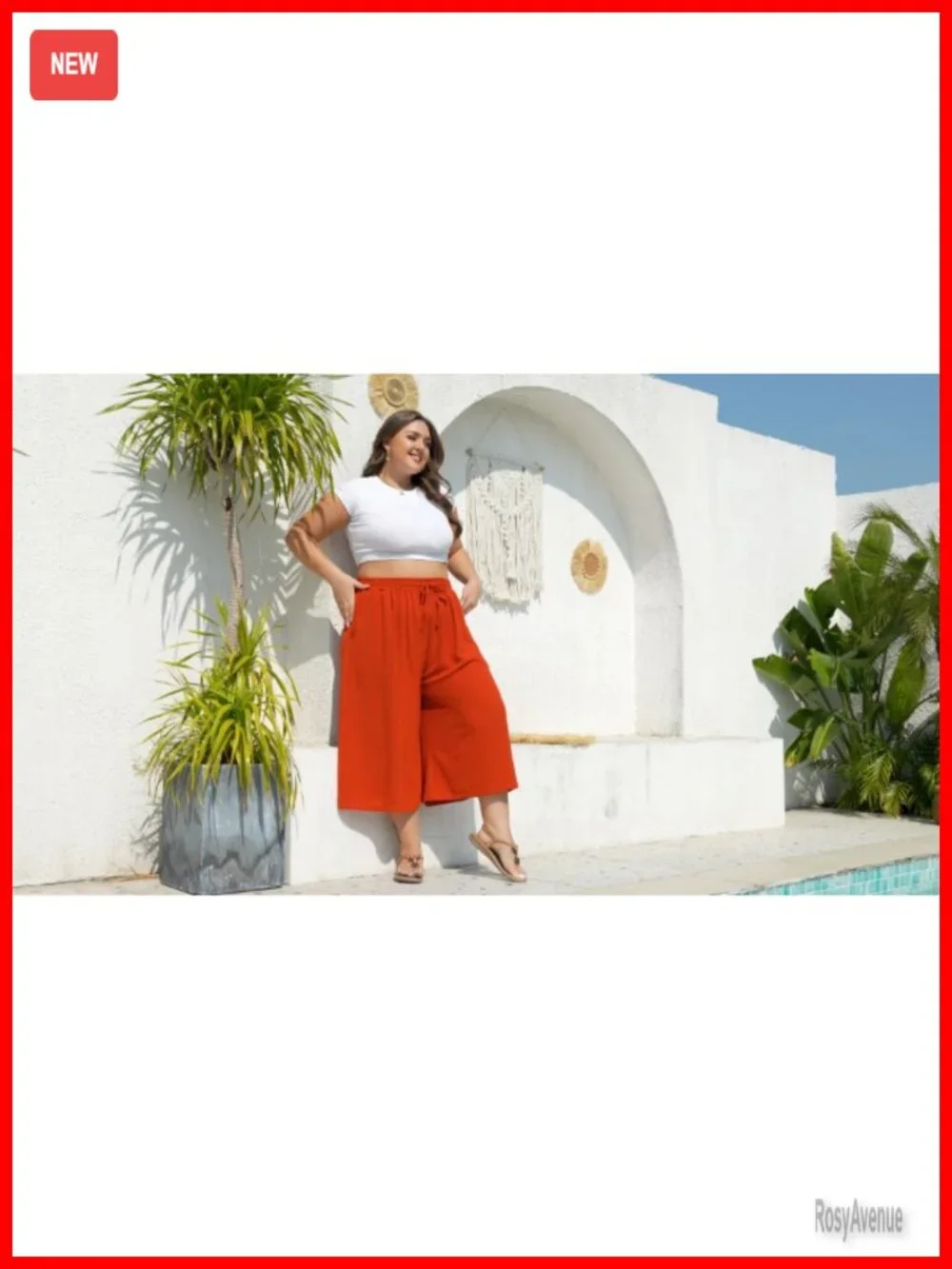 Plus Size Wide Leg Capri Pants Loose Lounge Cropped Culottes with Pockets